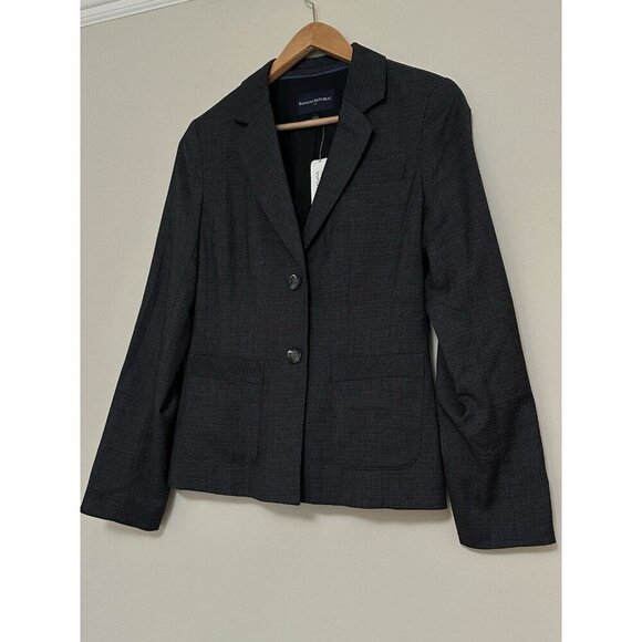 NWT Banana Republic Blazer | Women’s 2 | Charcoal Gray Textured Jacket - Picture 1 of 8
